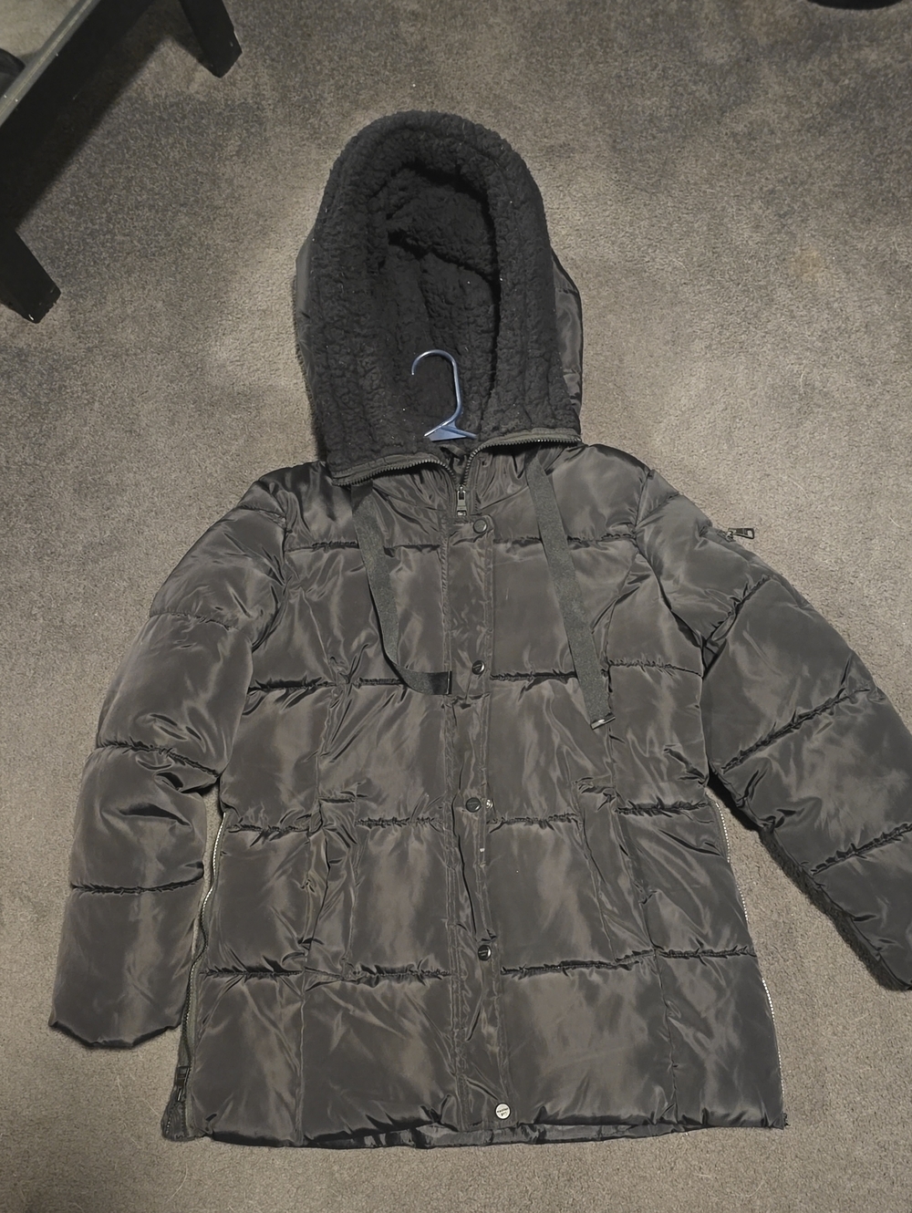 Steve Madden Black Sherpa-Lined Women's Puffer Coat